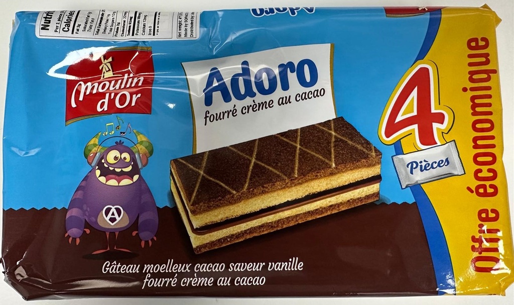 Moulin d'or adore fourré crème au cocoa 4x30