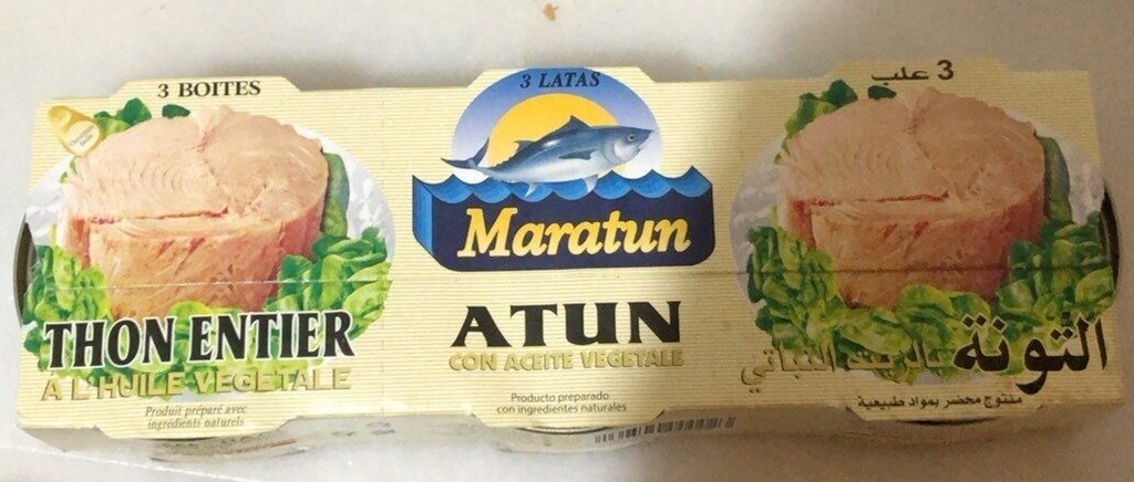 Maratun thon pâle entier a l'huile de soja (3x65g)